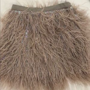 Feathered and sequined miniskirt